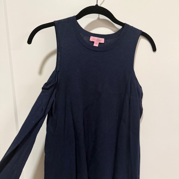 Lilly Pulitzer Navy Cold Shoulder Tidewater Sweater S - Picture 2 of 4